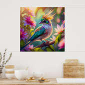 Poster Golden Crested Green Headed Finch Imaginaire Oisea (Cuisine)