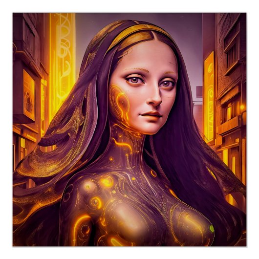 Poster Golden Cyborg Mona Lisa (Devant)