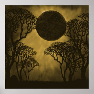 Poster Golden Dark Forest Eclipse