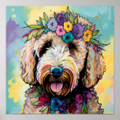 Poster Golden Doodle Dreams : Florals et amusants (Devant)