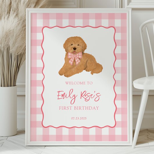 Poster Golden Doodle Puppy Birthday Party Welcome