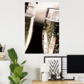 Poster Golden Effervescence: Macro Champagne Bubbles Art (Bureau à domicile)