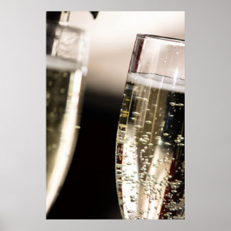 Poster Golden Effervescence: Macro Champagne Bubbles Art