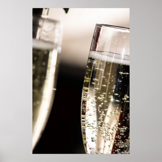Poster Golden Effervescence: Macro Champagne Bubbles Art (Devant)