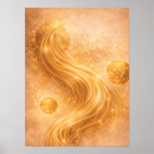 Poster Golden Flow Abstract Wall Art – Luxury Gold Energy (Devant)