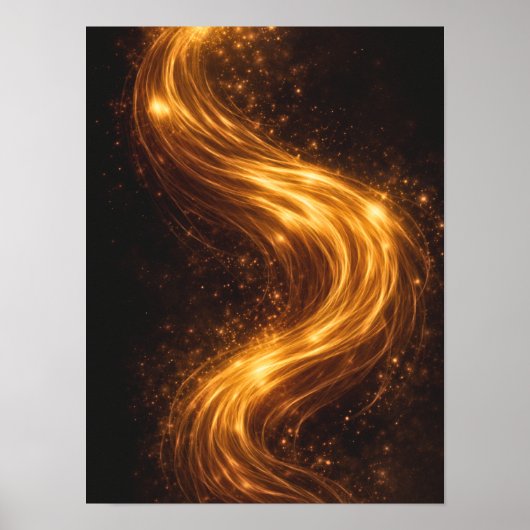 Poster Golden Flow Dark Abstract Wall Art – Luxury Gold  (Devant)