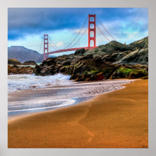 Poster Golden gate bridge au coucher du soleil
