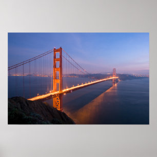 Poster Golden Gate Bridge au coucher du soleil