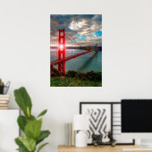 Poster Golden Gate Bridge avec le soleil brillant à trave (Bureau à domicile)