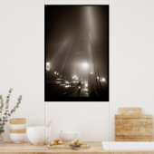 Poster Golden Gate Bridge avec motard dans le brouillard (Cuisine)