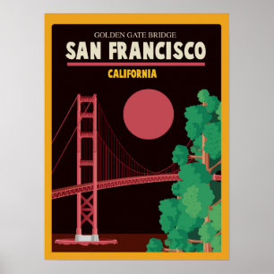 Poster Golden gate bridge la nuit