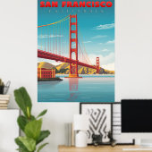 Poster Golden Gate Bridge - Point de repère de San Franci (Bureau à domicile)