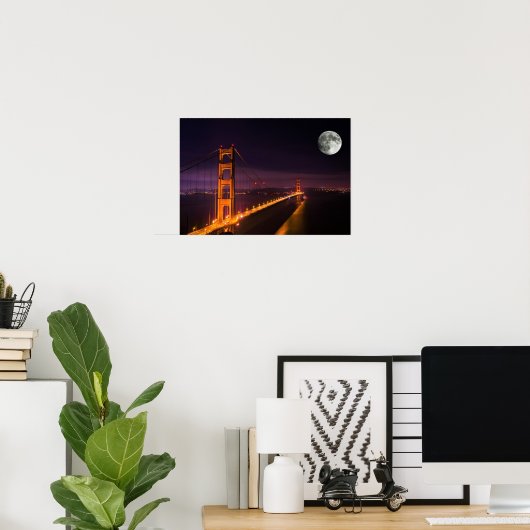 Poster Golden Gate Bridge San Francisco Night Scenery (Bureau à domicile)