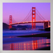 Poster Golden Gate Bridge sur Baker Beach à Sundown (Devant)