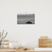 Poster Golden Gate Bridge, Tug Boat, noir et blanc (Cuisine)