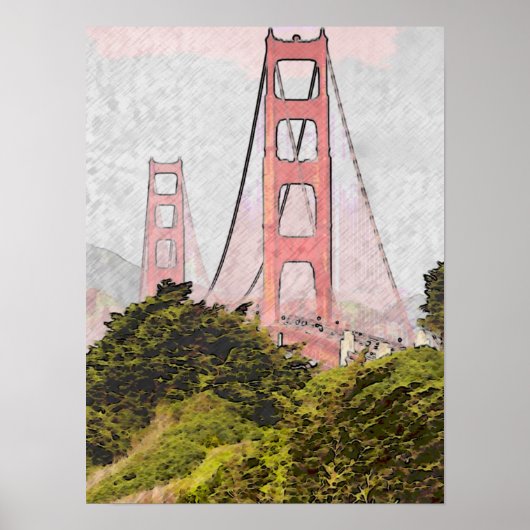 Poster Golden Gate in Oil (Devant)