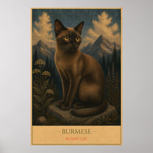 Poster Golden Gaze: Burmese Cat (Devant)