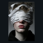 Poster Golden Glow Melanin Fierce Close-Up<br><div class="desc">Golden-bronze light sculpts flawless deep brown skin, illuminating sharp cheekbones, glossy nude-pink lips, and intense dark eyes framed by smoky glitter shadow. A sleek short natural cut and massive hammered gold hoop earrings catch fiery reflections, while layered gold chains add regal texture against a high-neck black top. The powerful close-up...</div>