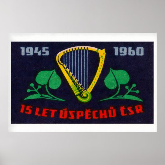 Poster Golden Harp - Matchbox Print - Czech Wall Art (Devant)