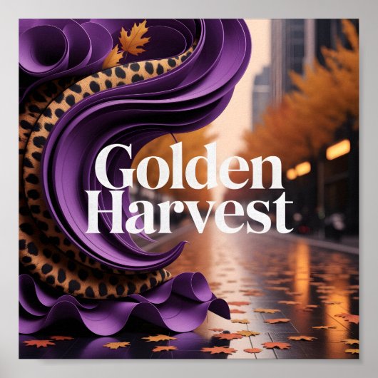 Poster Golden Harvest Purple Leopard Fall Design de luxe (Devant)