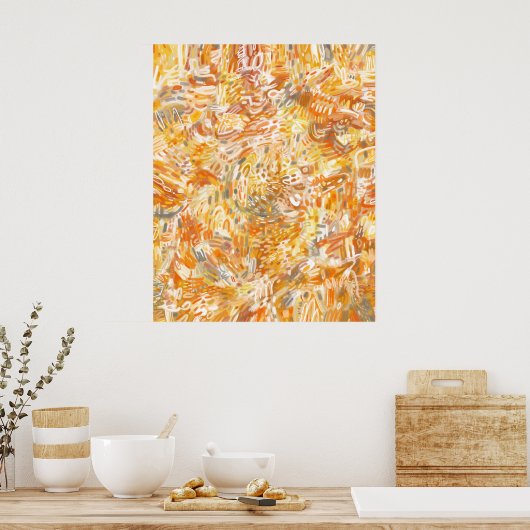 Poster Golden Jaune Orange Chaleureux Brosses Abstraites (Cuisine)