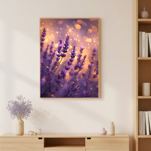 Poster Golden Lavender Field Wall Art Print