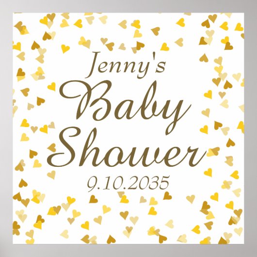 Poster Golden Love Hearts Baby shower / Saupoudrer (Devant)