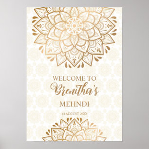 Poster Golden mandala Mehndi accueil personnalisé