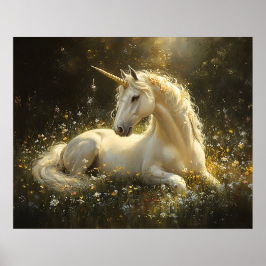 Poster Golden Meadow Unicorn (Devant)