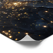 Poster Golden Nebula Sparkles Midnight Blue Cosmos (Coin)