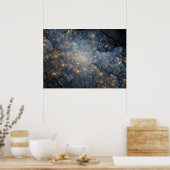Poster Golden Nebula Sparkles Midnight Blue Cosmos (Cuisine)