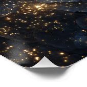 Poster Golden Nebula Sparkles Midnight Blue Cosmos (Coin)