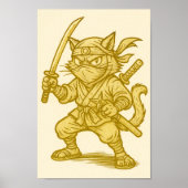 Poster Golden ninja cat (Devant)