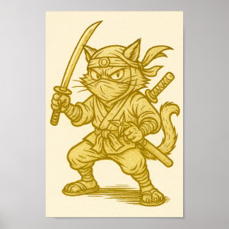 Poster Golden ninja cat