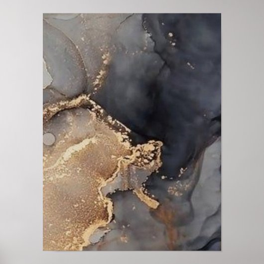 Poster Golden Noir Marble Abstract Wall Art – Black Gold (Devant)