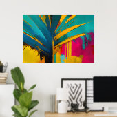 Poster Golden Palm – Abstract Tropical Energy (Bureau à domicile)