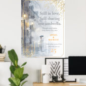 Poster Golden Rain Romance Mariage Anniversaire (Bureau à domicile)