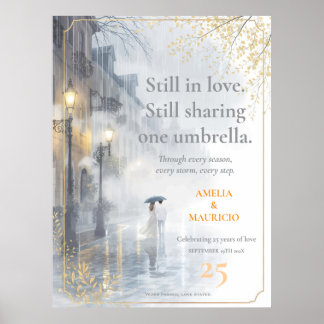 Poster Golden Rain Romance Mariage Anniversaire