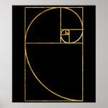 Poster Golden Ratio Sacred Fibonacci Spiral<br><div class="desc">How many times a day do you spot the Fibonacci spiral?  Give the gift of the golden ratio with this geometric gift or shirt.</div>