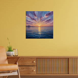 Poster Golden Reflections - Istanbul Sunset Watercolor Ar