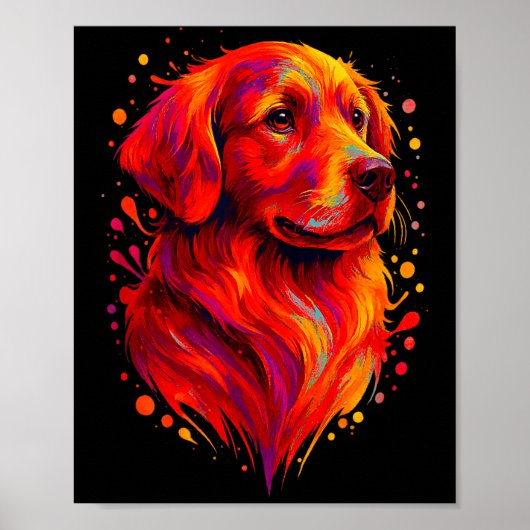 Poster Golden Retriever Art Rtrait For Dog Owners  (Devant)