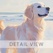 Poster Golden Retriever at the Beach Coastal Art Imprimer