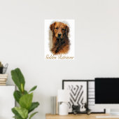 Poster Golden Retriever Cadeaux Art Imprimer (Bureau à domicile)