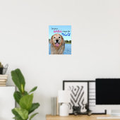 Poster Golden Retriever Changer le monde (Bureau à domicile)