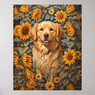 Poster Golden Retriever Chien Dans Le Terrain De Tourneso