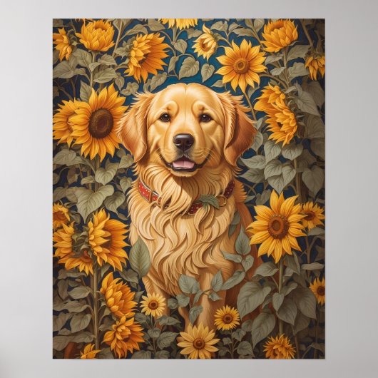 Poster Golden Retriever Chien Dans Le Terrain De Tourneso (Devant)