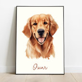Poster Golden Retriever Chien Personnalisé Pet Sketch