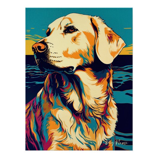 Poster Golden Retriever Dog 001 - Bruno Pokopen (Devant)