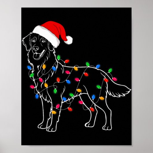 Poster Golden Retriever Dog Christmas Lights Santa Xmas D (Devant)