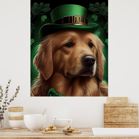 Poster Golden Retriever Dog in St. Patrick's Day (Cuisine)